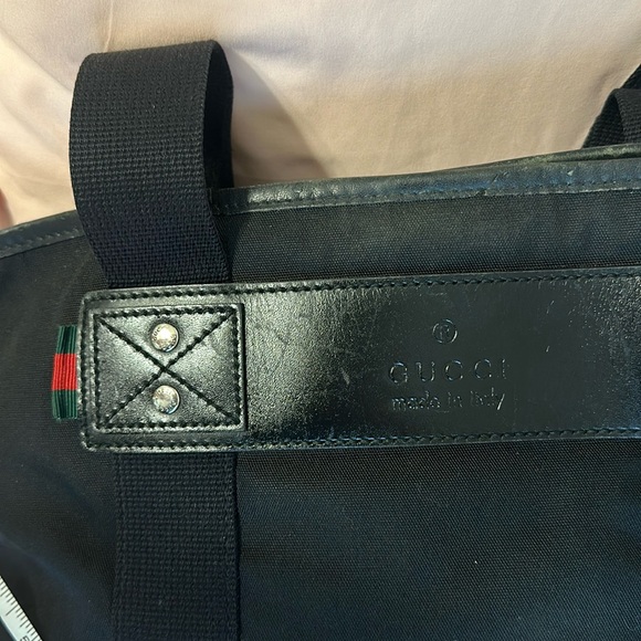 Authentic GUCCI Web Sherry Line Parana Tote Bag Nylon Leather Black - Picture 1 of 16